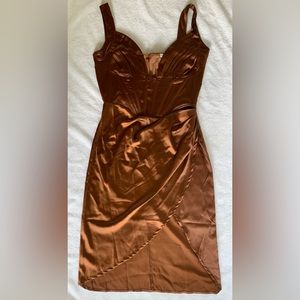Brown satin corset dress